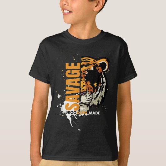 T-shirt Savage Tiger,brooklyn Made, Graphic Tees Tiger, Mo (Devant)