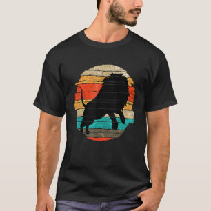 T-shirt Savanna Afrique Safari Zoo Animal King Retro Lion