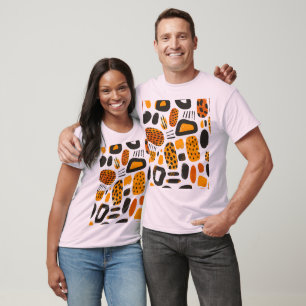 T-shirt "Savanna Pop : Vibes tribales en orange et noir"