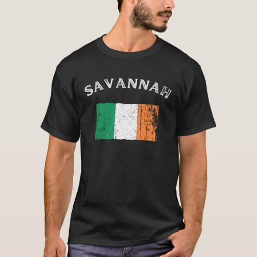 T-shirt SAVANNAH GEORGIA Irish American Flag Badge (Devant)