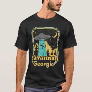 T-shirt Savannah Géorgie Ufo Alien Hunter 80s State Pride