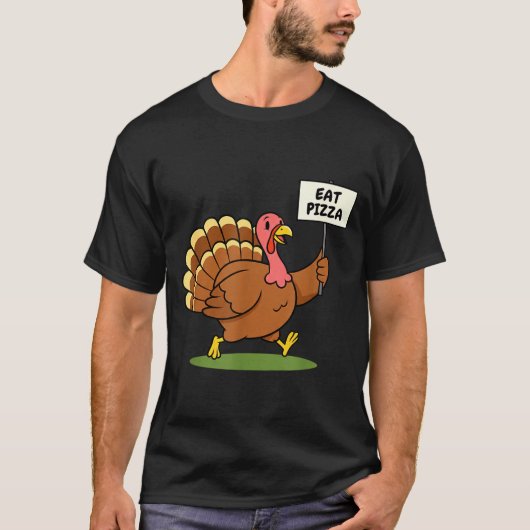 T-shirt Save A Turkey, Eat Zza Funny Thanksgiving Design F (Devant)