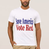 T-shirt Save America Vote Red avec le texte bleu rouge (Devant)