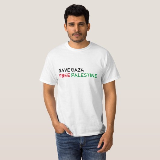 T-shirt Save Gaza Free Palestine noir rouge blanc (Devant entier)