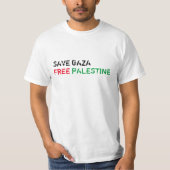T-shirt Save Gaza Free Palestine noir rouge blanc (Devant)