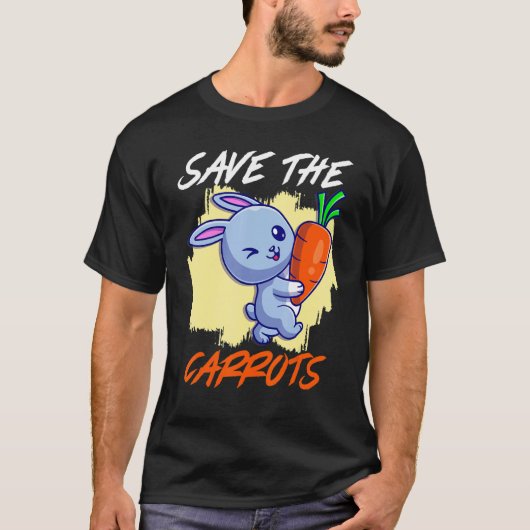 T-shirt Save The Carrot Save The Bunnies Vegetable Carrots (Devant)