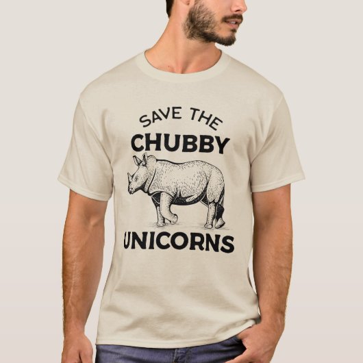 T-shirt Save the Chubby Unicorn - Funny Rhino Conservation (Devant)