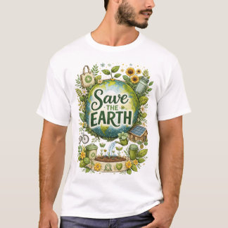 T-shirt Save the Earth – Eco-Friendly Nature Illustration