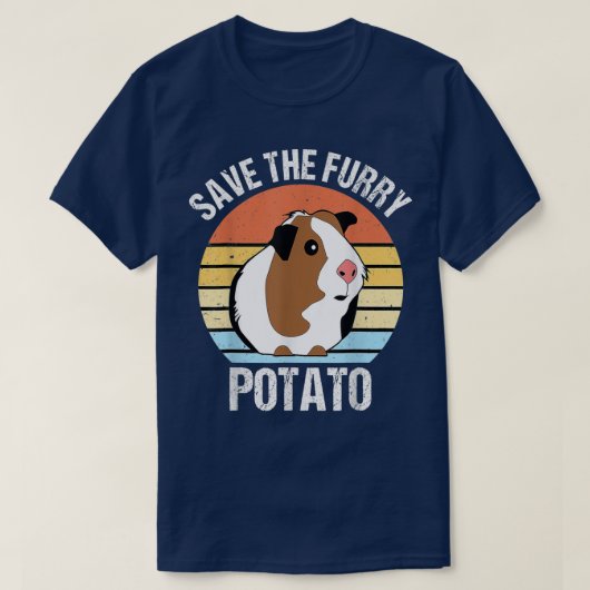 T-shirt Save the fluffy potato Funny guinea pig (Design devant)