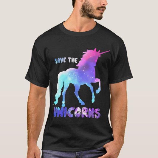 T-shirt Save the Unicorns girl funny (Devant)