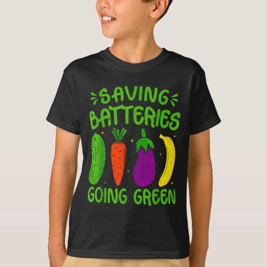 T-shirt Saving Batteries Going Green Funny Inappropriate H (Devant)