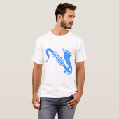 T-shirt Saxophone - Bleu bébé (Devant entier)