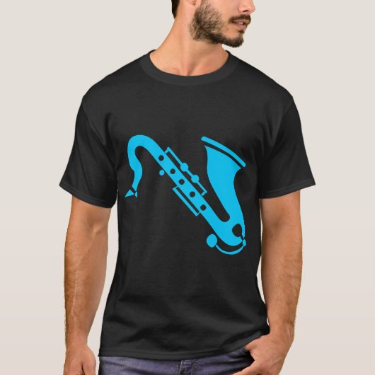 T-shirt Saxophone - Bleu Ciel (Devant)