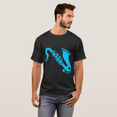T-shirt Saxophone - Bleu Ciel (Devant entier)