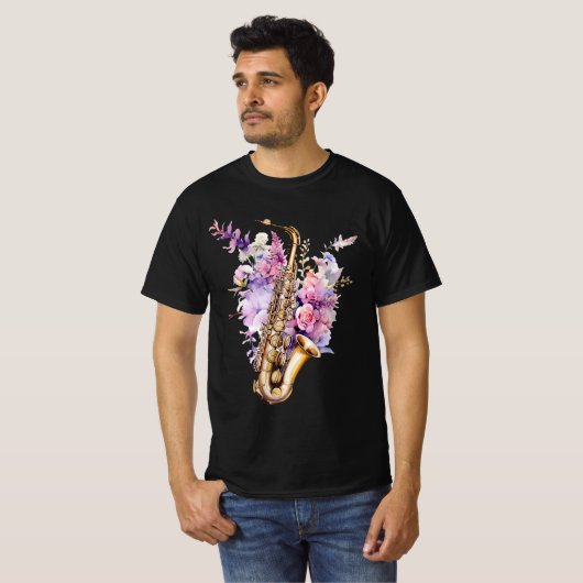 T-shirt Saxophone- Colorful graffiti  (Devant entier)