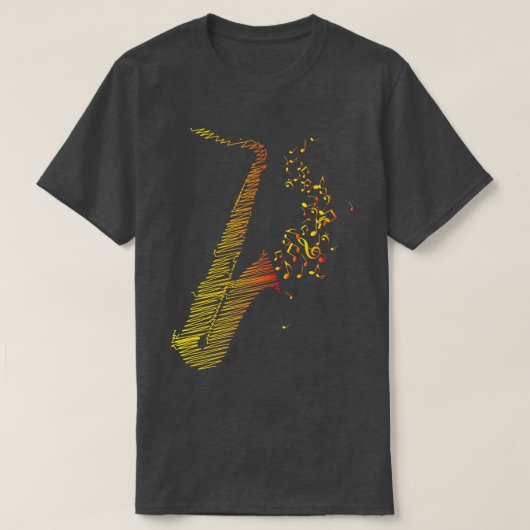 T-shirt Saxophone créatif Art Orange Mix (Design devant)