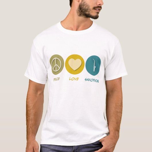 T-shirt Saxophone d'amour de paix (Devant)