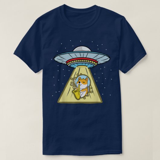 T-shirt Saxophone de l'astronaute de corgi Ufo (Design devant)