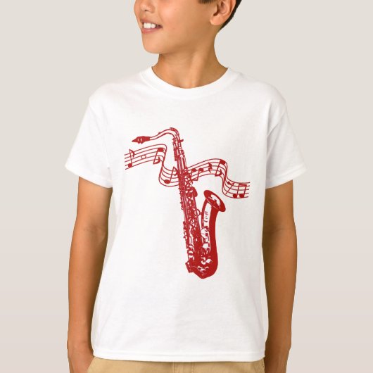 T-shirt Saxophone et notes (Devant)
