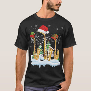 T-shirt Saxophone Jazz Santa Hat Christmas Tree Musicien S