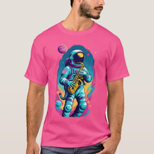 T-shirt Saxophone Jouer Astronaut Jazz Lover (Devant)