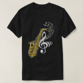 T-shirt Saxophone Lecteur Saxophoniste Treble Clef Jazz Sa (Design devant)