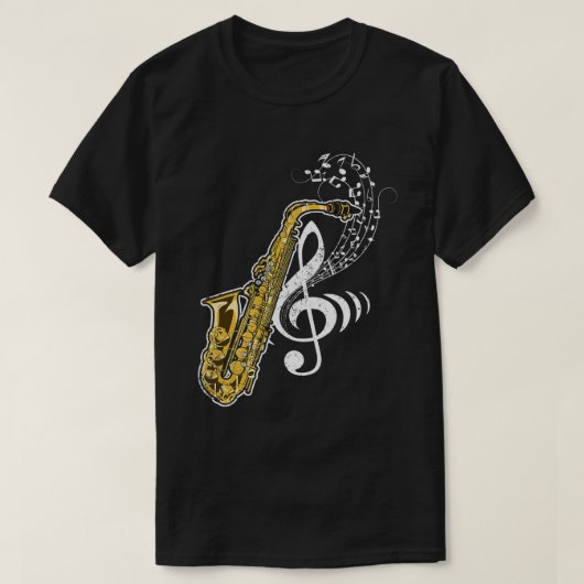 T-shirt Saxophone Lecteur Saxophoniste Treble Clef Jazz Sa (Design devant)