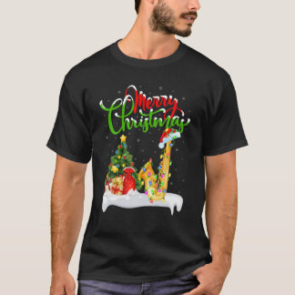 T-shirt Saxophone Lover Xmas Lighting Santa Saxophone Chri