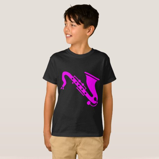 T-shirt Saxophone - magenta (Devant entier)