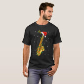 T-shirt Saxophone Musique Noël Lumières Santa Hat Noël (Devant entier)