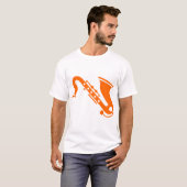 T-shirt Saxophone - Orange (Devant entier)