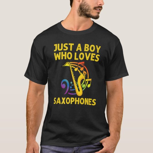 T-shirt Saxophone Pour Garçons Instrument De Reed Pour Enf (Devant)
