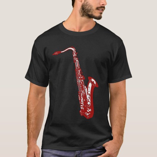 T-shirt Saxophone rouge (Devant)