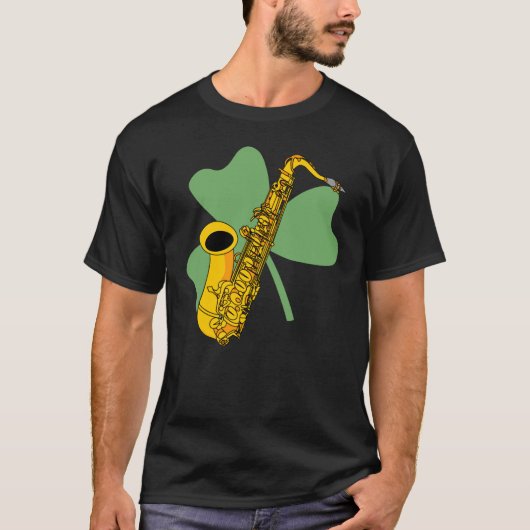 T-shirt Saxophone shamrock (Devant)