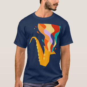 T-shirt Saxophoniste de musique jazz au saxophone rétro