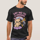 T-shirt Say No To Clankers Anti Ai Robots Cute Kitten Rain (Devant)