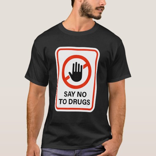 T-shirt Say No To Drugs Stop Hand Sign For Red Ribbon Week (Devant)