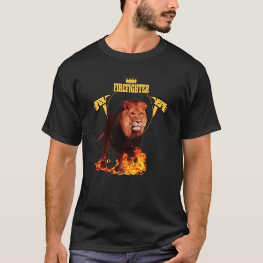 T-shirt Saying firefighter firefighter lion hero king of f (Devant)