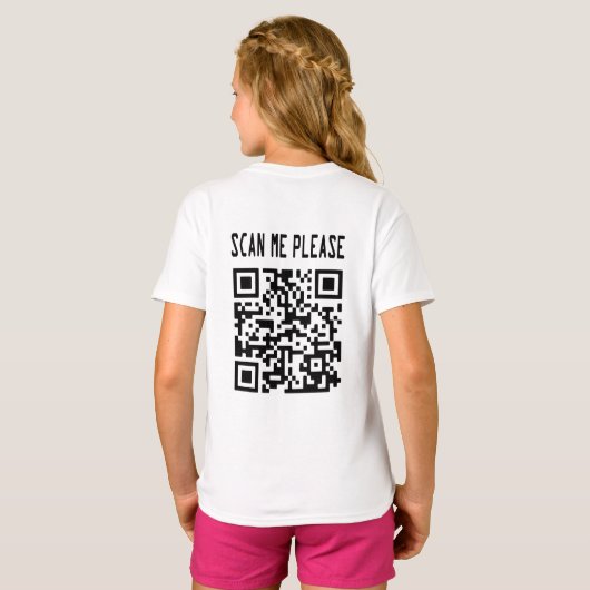 T-shirt Scan Me Please QR Code - Smile, It's Free (Dos entier)