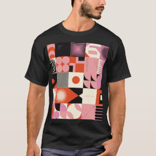 T-shirt Scandinave géométrique : Motif d'oeuvres colorées