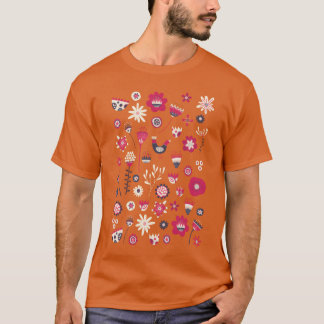 T-shirt Scandinavie Folk Birds and Flowers drôle