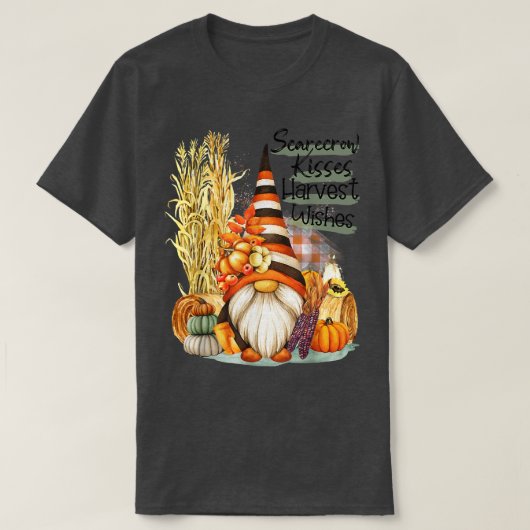 T-shirt Scarecrow Baisers Harvest souhaite Gnome Citrouill (Design devant)