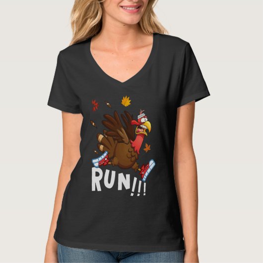 T-shirt Scared Turkey Run  Thanksgiving Running Turkey Tro (Devant)