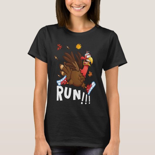T-shirt Scared Turkey Run  Thanksgiving Running Turkey Tro (Devant)