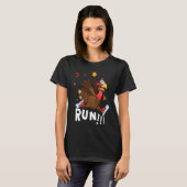 T-shirt Scared Turkey Run  Thanksgiving Running Turkey Tro (Devant entier)