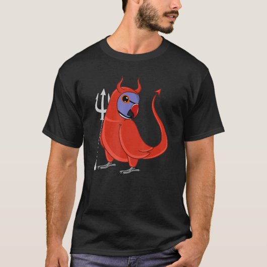 T-shirt Scary Devil Costume Parrot I Violet Indian Ringnec (Devant)