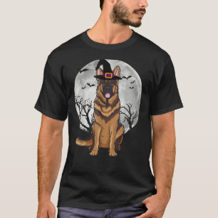 T-shirt Scary German Shepherd Dog Witch Halloween