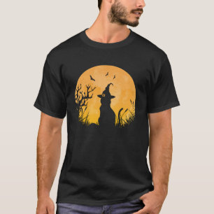 T-shirt Scary Halloween Black Chat Sorcière Casquette Plei