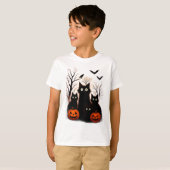 T-shirt Scary Halloween Cats and Bats Design | Dark Horror (Devant entier)