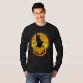 T-shirt Scary Nightcat Black Cat With Yellow Eyes Pumpkin  (Devant entier)